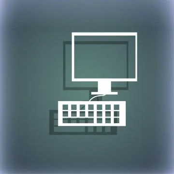 Computer keyboard Icon. On the blue-green abstract background with shadow and sp 스톡 일러스트