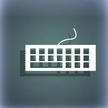 Computer keyboard Icon. On the blue-green abstract background with shadow and sp 스톡 일러스트
