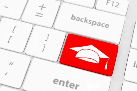 Computer keyboard with icon Education 스톡 일러스트
