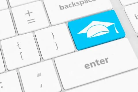 Computer keyboard with icon Education Illustrazione stock