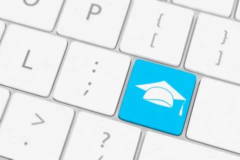 Computer keyboard with icon Education Illustrazione stock