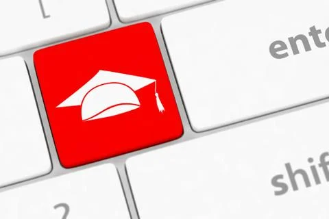 Computer keyboard with icon Education Illustrazione stock