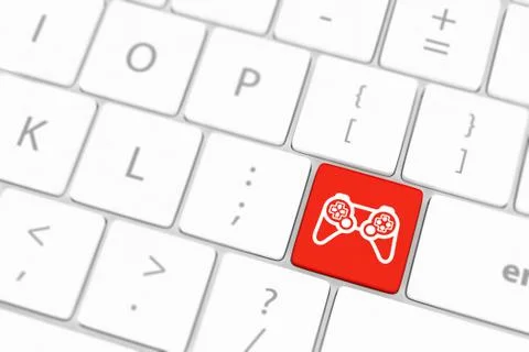 Computer keyboard with  icon game pad Stock Illustration