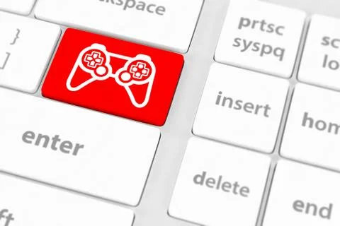 Computer keyboard with  icon game pad Stock Illustration