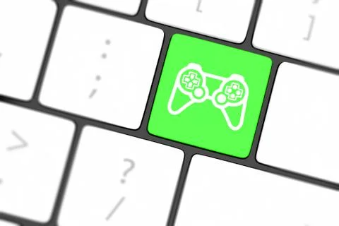 Computer keyboard with  icon game pad Stock Illustration