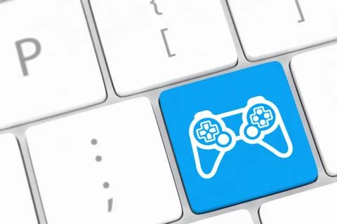 Computer keyboard with  icon game pad Stock Illustration