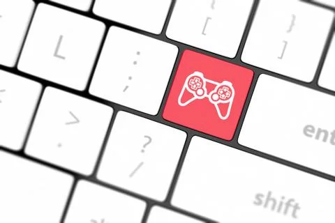 Computer keyboard with  icon game pad Stock-Illustration