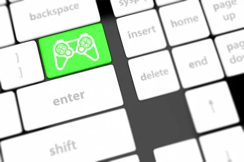 Computer keyboard with  icon game pad Illustrazione stock