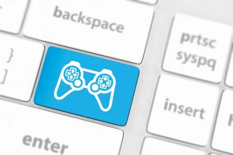 Computer keyboard with  icon game pad Illustrazione stock