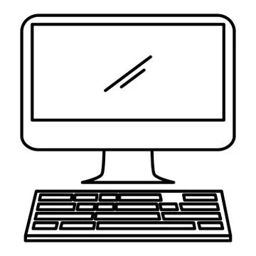 Computer with keyboard icon 库存插图