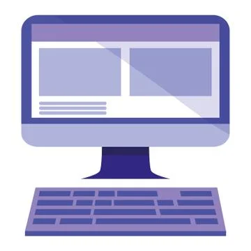 Computer with keyboard icon Illustrazione stock