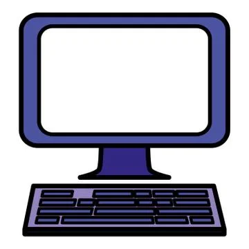 Computer with keyboard icon 스톡 일러스트