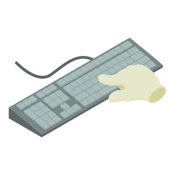 Computer keyboard icon isometric vector. Wired portable computer keyboard icon Stock Illustration