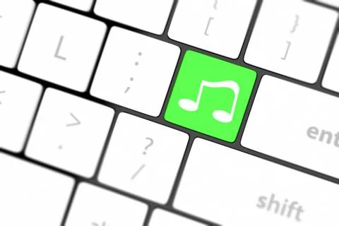 Computer keyboard with icon music Illustrazione stock