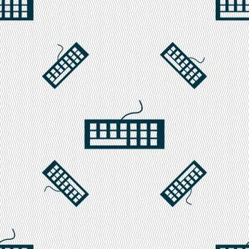 Computer keyboard Icon. Seamless pattern with geometric texture. Vector 库存插图