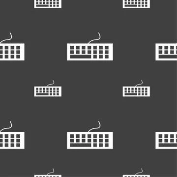 Computer keyboard Icon. Seamless pattern on a gray background. Vector Stock Illustration