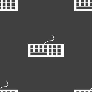 Computer keyboard Icon. Seamless pattern on a gray background. Vector Stock Illustration
