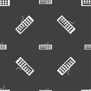 Computer keyboard Icon. Seamless pattern on a gray background. Vector Illustrazione stock