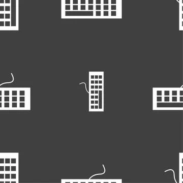 Computer keyboard Icon. Seamless pattern on a gray background. Vector Illustrazione stock