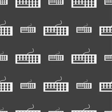 Computer keyboard Icon. Seamless pattern on a gray background. Vector 스톡 일러스트