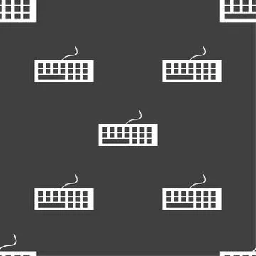 Computer keyboard Icon. Seamless pattern on a gray background. Vector Stockillustratie