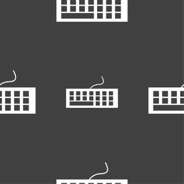Computer keyboard Icon. Seamless pattern on a gray background. Vector イラスト素材
