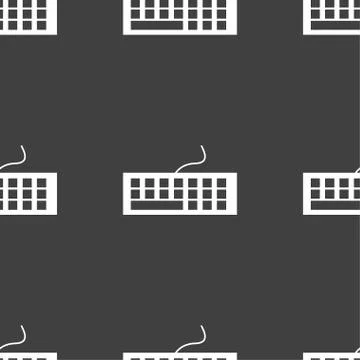 Computer keyboard Icon. Seamless pattern on a gray background. Vector Stock Illustration