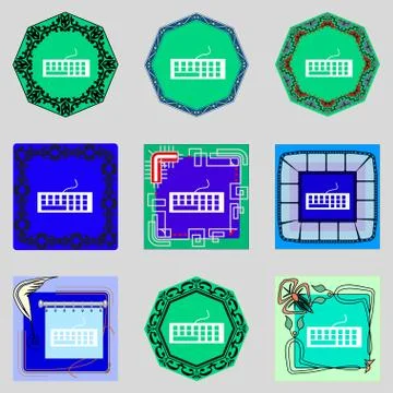 Computer keyboard Icon. Set colourful buttons. イラスト素材