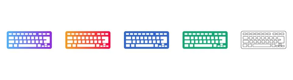 Computer Keyboard Icon Set in Vibrant Gradient and Outline Styles Illustrazione stock