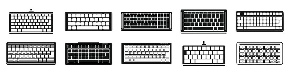 Computer keyboard icons set, simple style 스톡 일러스트