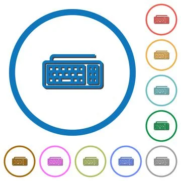 Computer keyboard icons with shadows and outlines 스톡 일러스트
