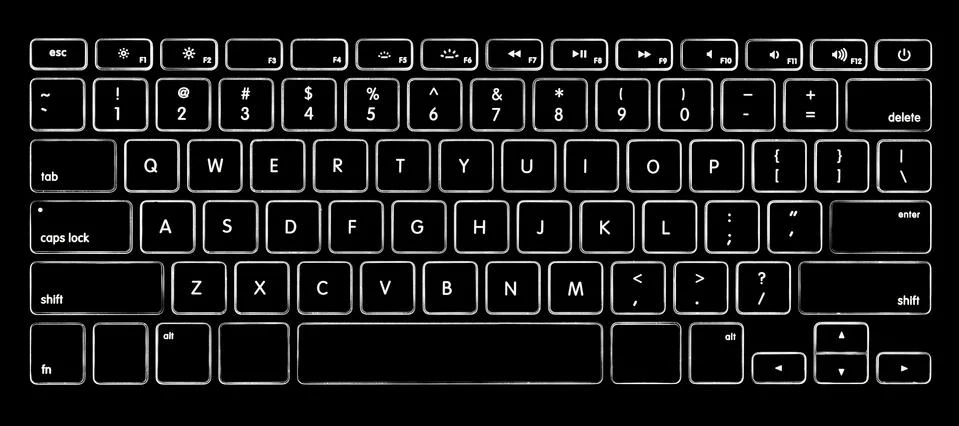 Computer keyboard with illuminated backlight. Foto stock