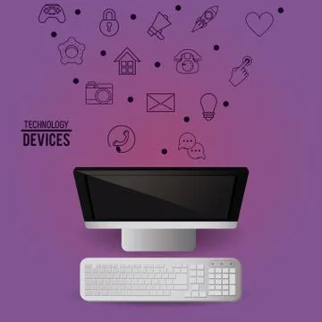 Computer with keyboard Illustrazione stock