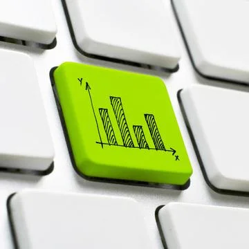 Computer keyboard with infographics element Illustrazione stock