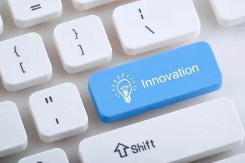 Computer keyboard with innovation button Stock Photos