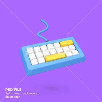 Computer keyboard isolated 3d render icon illustration PSD Template
