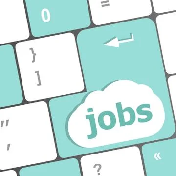 Computer keyboard with Jobs enter key - business concept Illustrazione stock