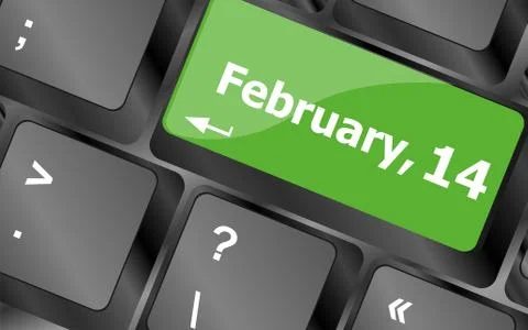 Computer keyboard key - 14 february 스톡 일러스트