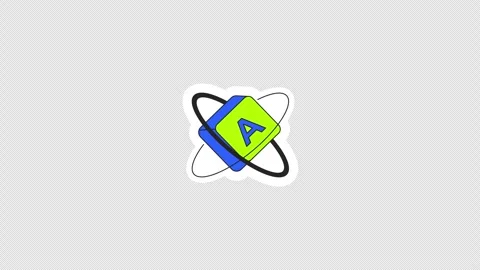Computer keyboard key atomic orbiting digital sticker animation Stock Footage 332224127