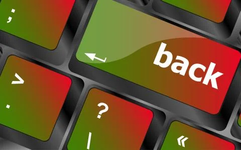 Computer Keyboard key with back text on button Stock Illustration