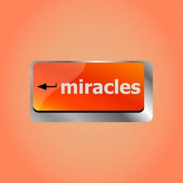 Computer keyboard key button with miracles text Stock Illustration