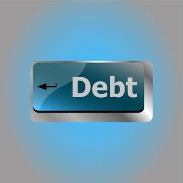 Computer keyboard key debt word, business concept Stock Illustration
