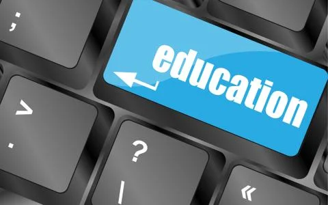 Computer keyboard with key education, internet learn concept Illustrazione stock