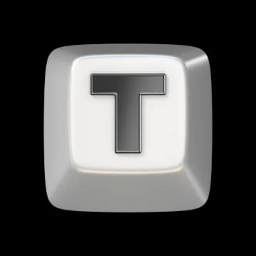 Computer keyboard key FONT. Letter T 3D Stock-Illustration