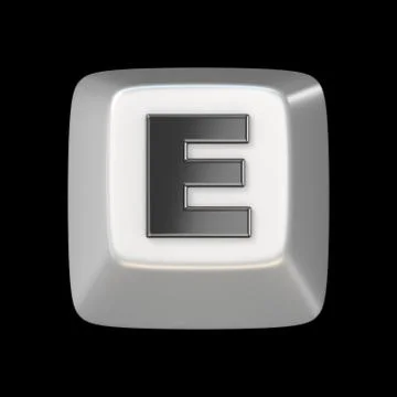 Computer keyboard key FONT. Letter E 3D Ilustración de archivo