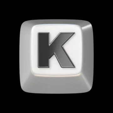 Computer keyboard key FONT. Letter K 3D Illustrazione stock