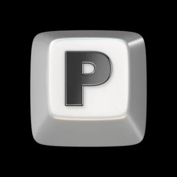 Computer keyboard key FONT. Letter P 3D Ilustración de archivo