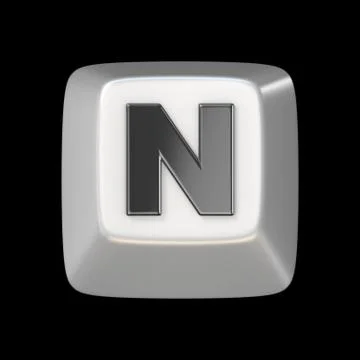 Computer keyboard key FONT. Letter N 3D Illustrazione stock