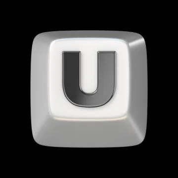 Computer keyboard key FONT. Letter U 3D Illustrazione stock