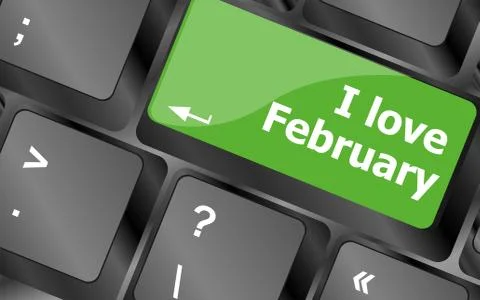 Computer keyboard key - i love february 스톡 일러스트